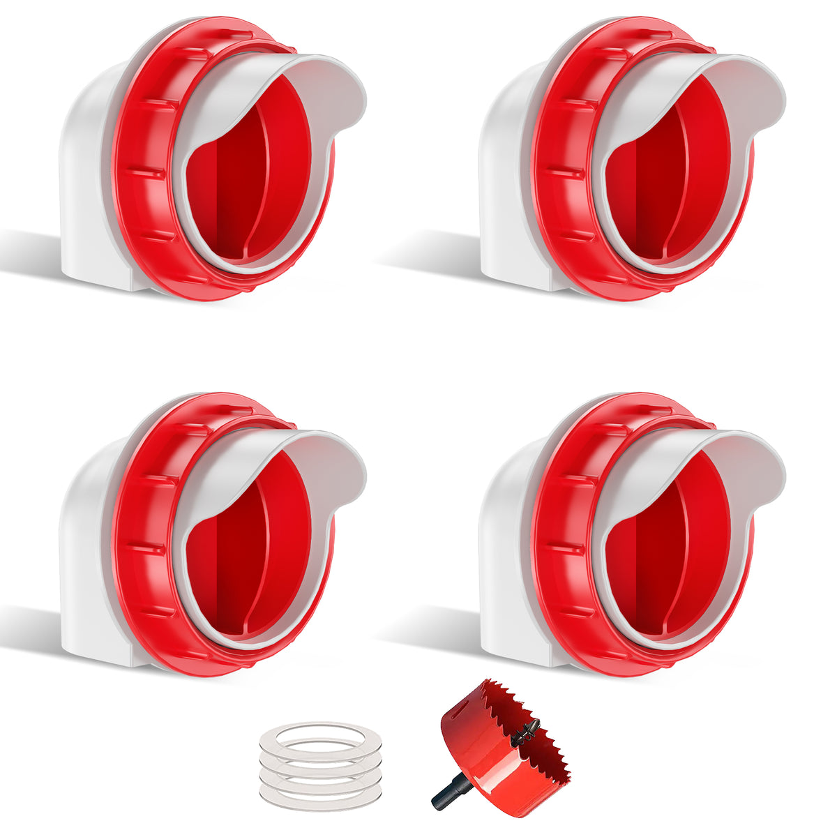 DIY Chicken Feeders No Waste, 6 Ports Poultry Feeder with Hole Saw for Buckets Troughs