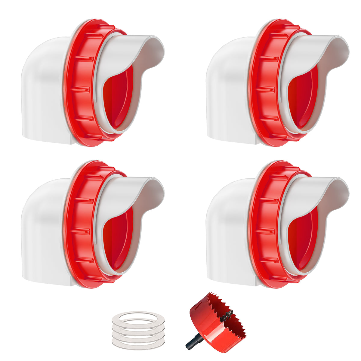 DIY Chicken Feeders No Waste, 6 Ports Poultry Feeder with Hole Saw for Buckets Troughs