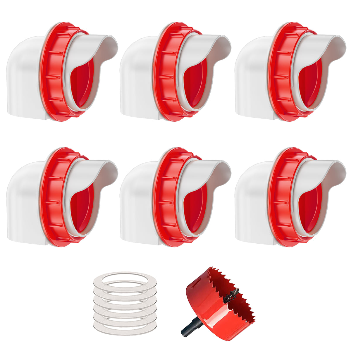 DIY Chicken Feeders No Waste, 6 Ports Poultry Feeder with Hole Saw for Buckets Troughs