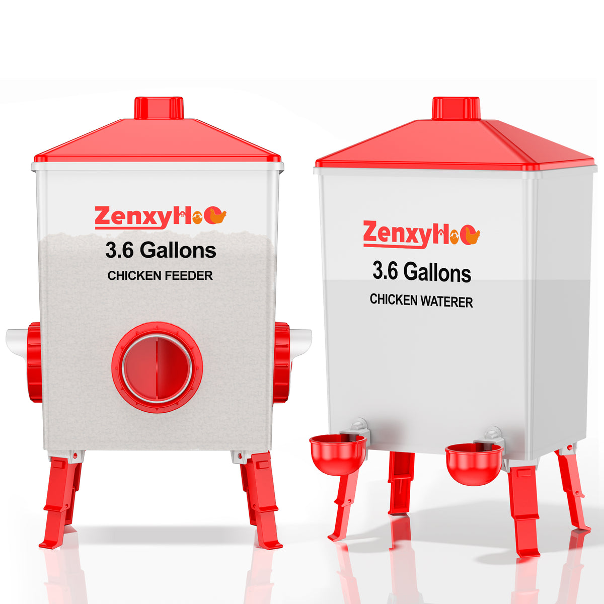 3.6 Gallons Chicken Feeder Waterer Red