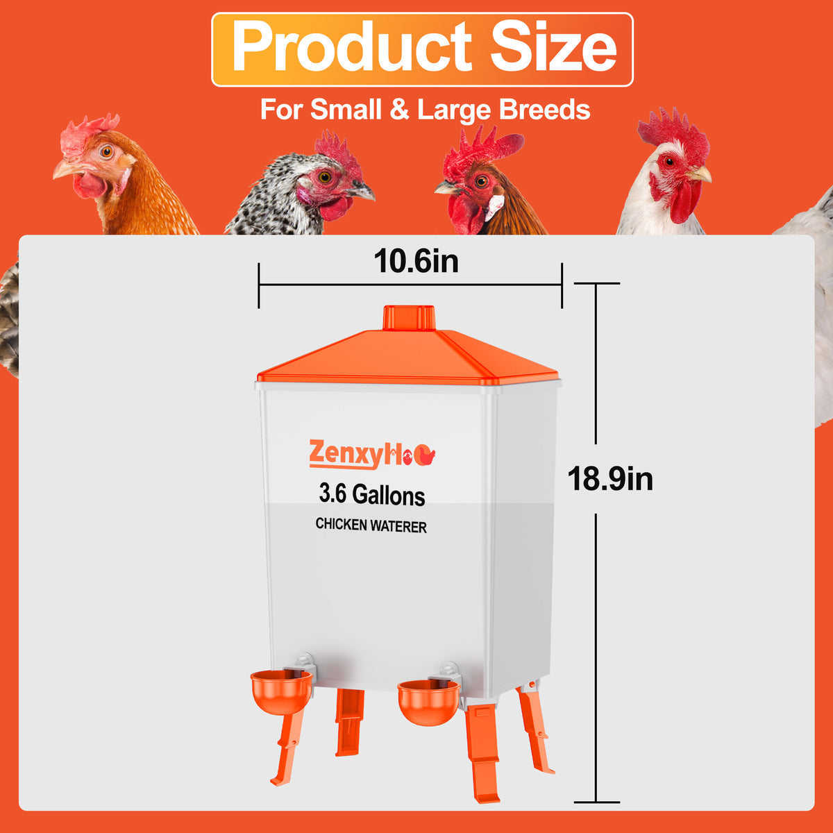 3.6 Gallons Chicken Feeder Waterer Orange