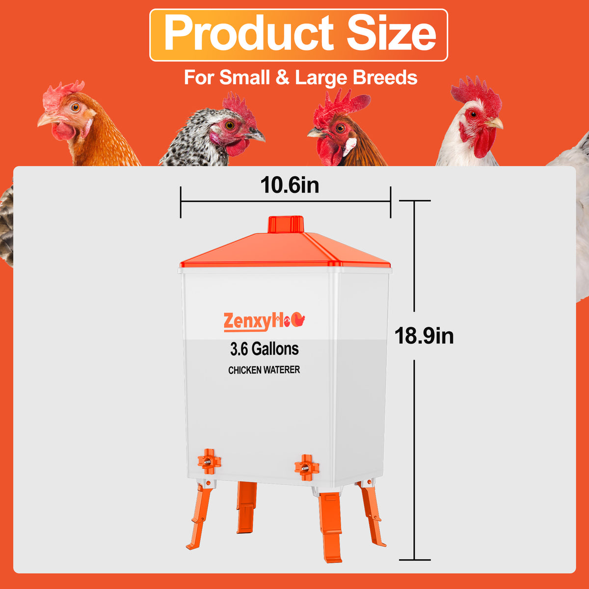 3.6 Gallons Chicken Feeder Waterer Orange