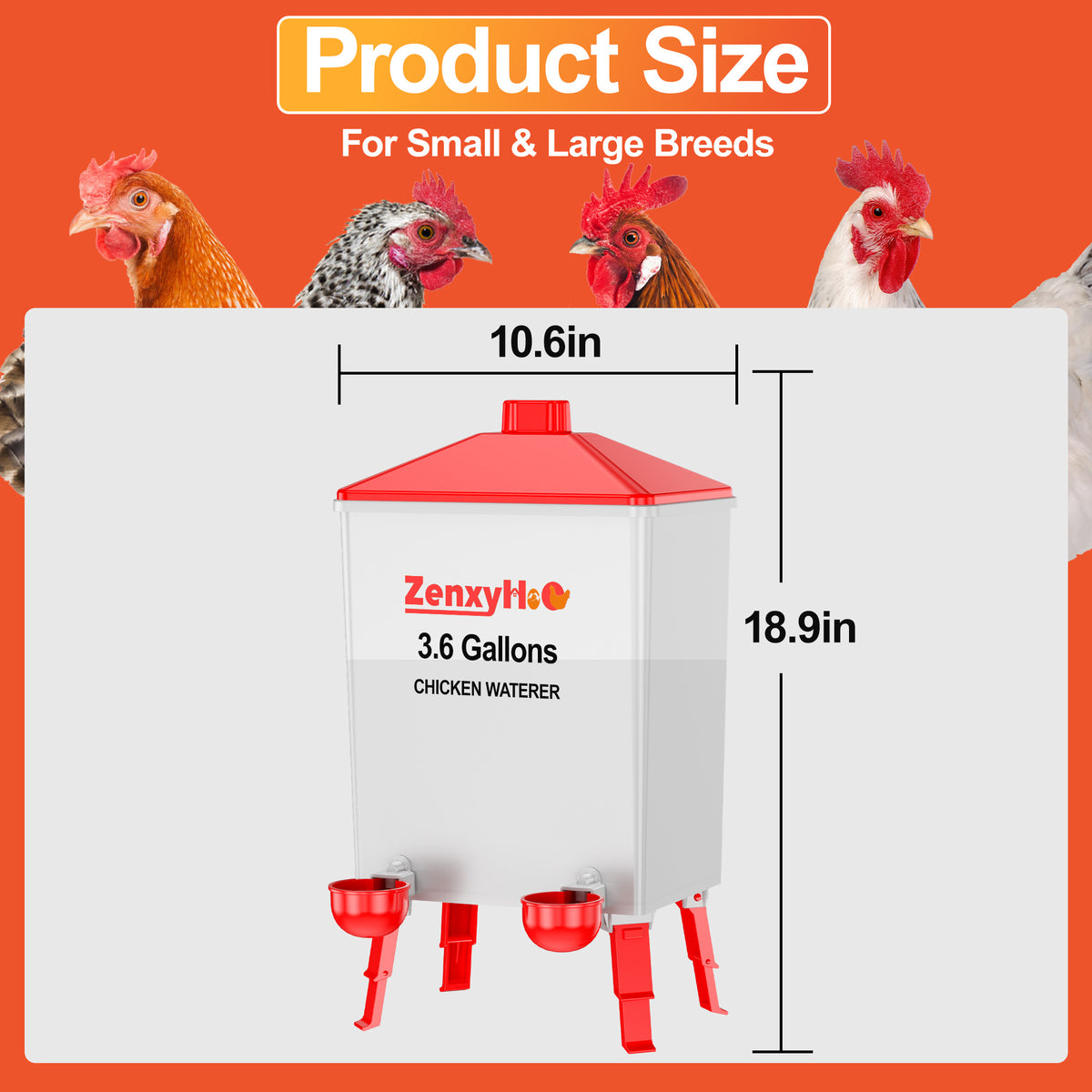 3.6 Gallons Chicken Feeder Waterer Red