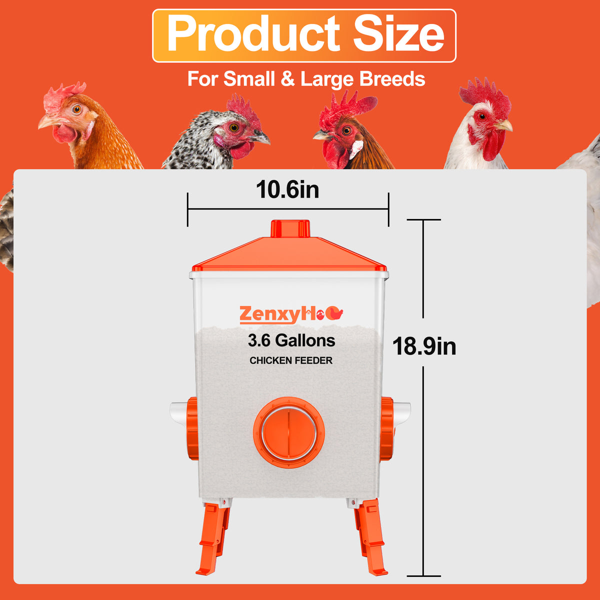 3.6 Gallons Chicken Feeder Waterer Orange