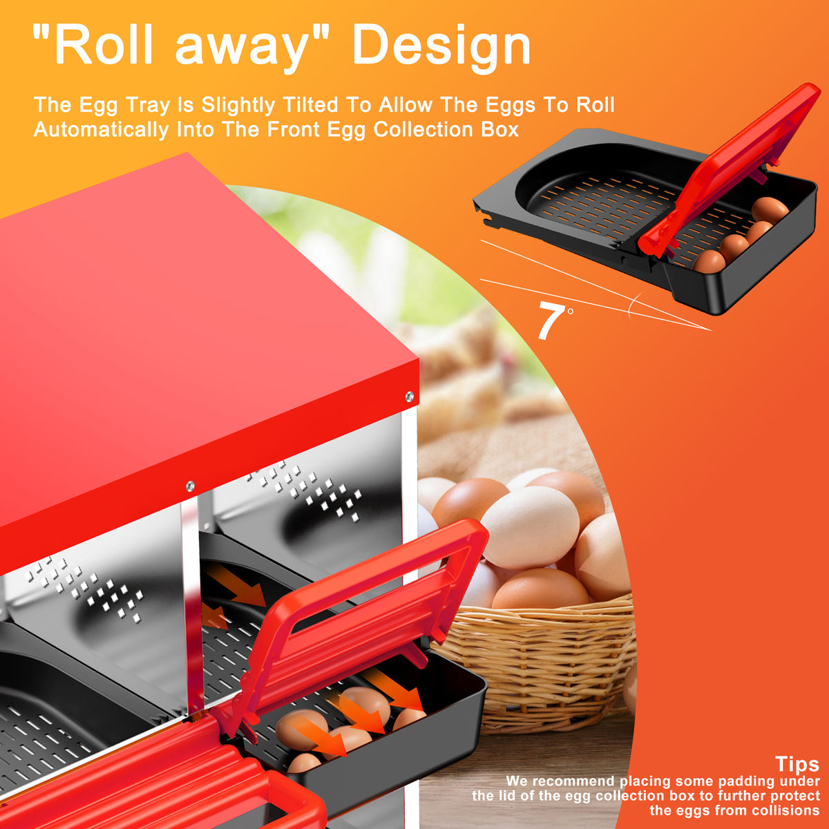 Two-Tier Chicken Nesting Box, 4 Hole Metal Chicken Egg Laying Box with Swing Perch and Rollout Egg Collection for Chicken Coop