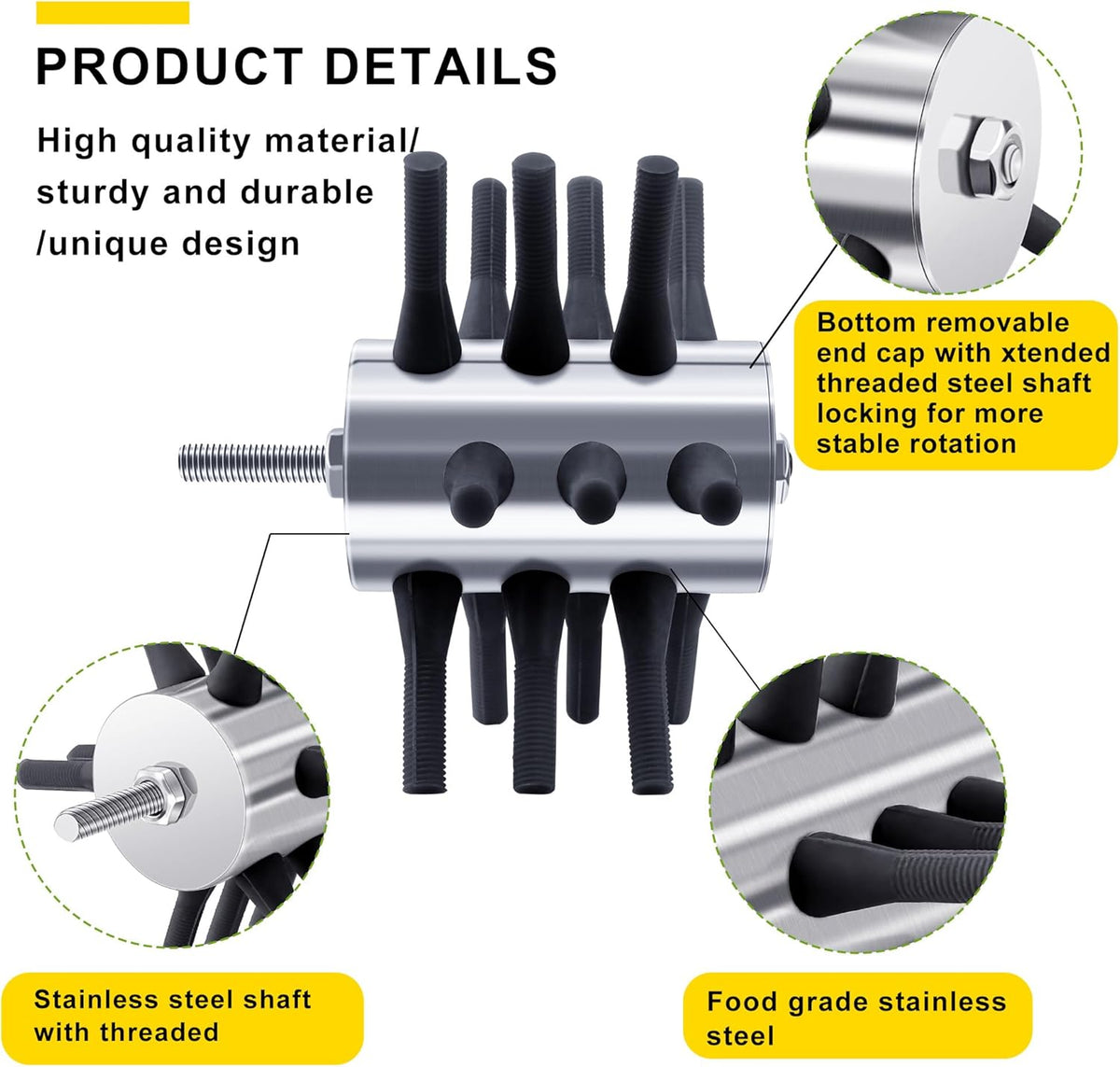 Chicken Plucker Drill Attachment, 3/8" MPT Shank Stainless Steel Chicken Plucker Machine, 18 Soft Fingers Poultry Defeathering Machine for Chicken Turkey Pheasant