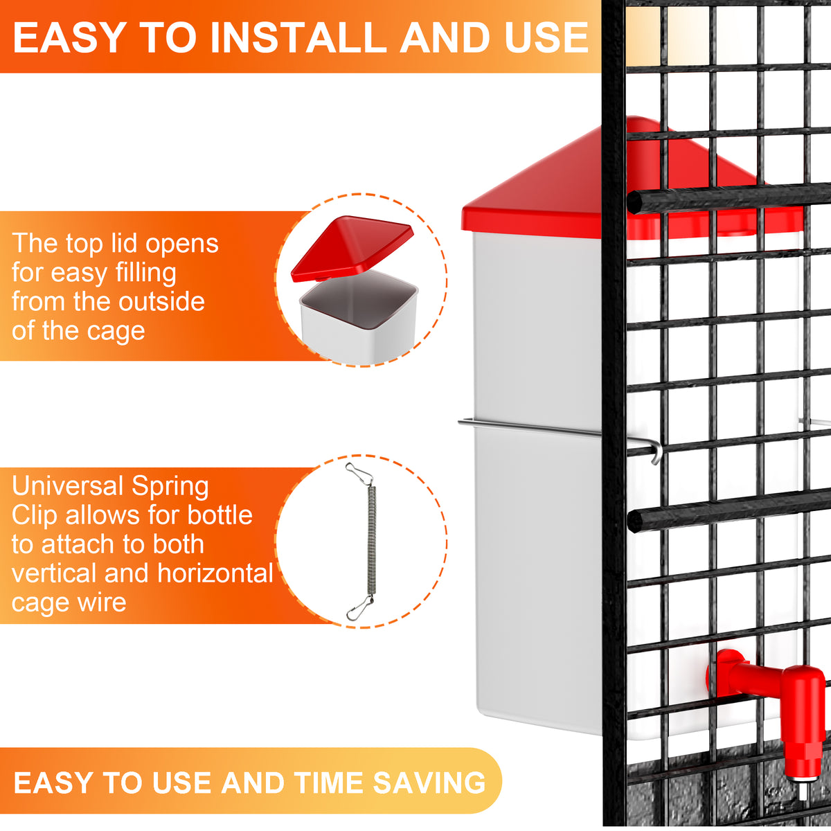 Baby Chick Waterer 0.26 Gal with Versatile- and Horizontal Nipple Drinker
