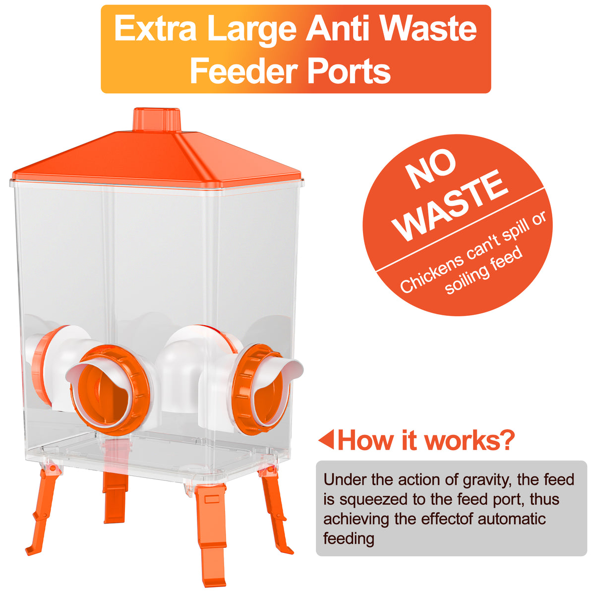 3.6 Gallons Chicken Feeder Waterer Orange