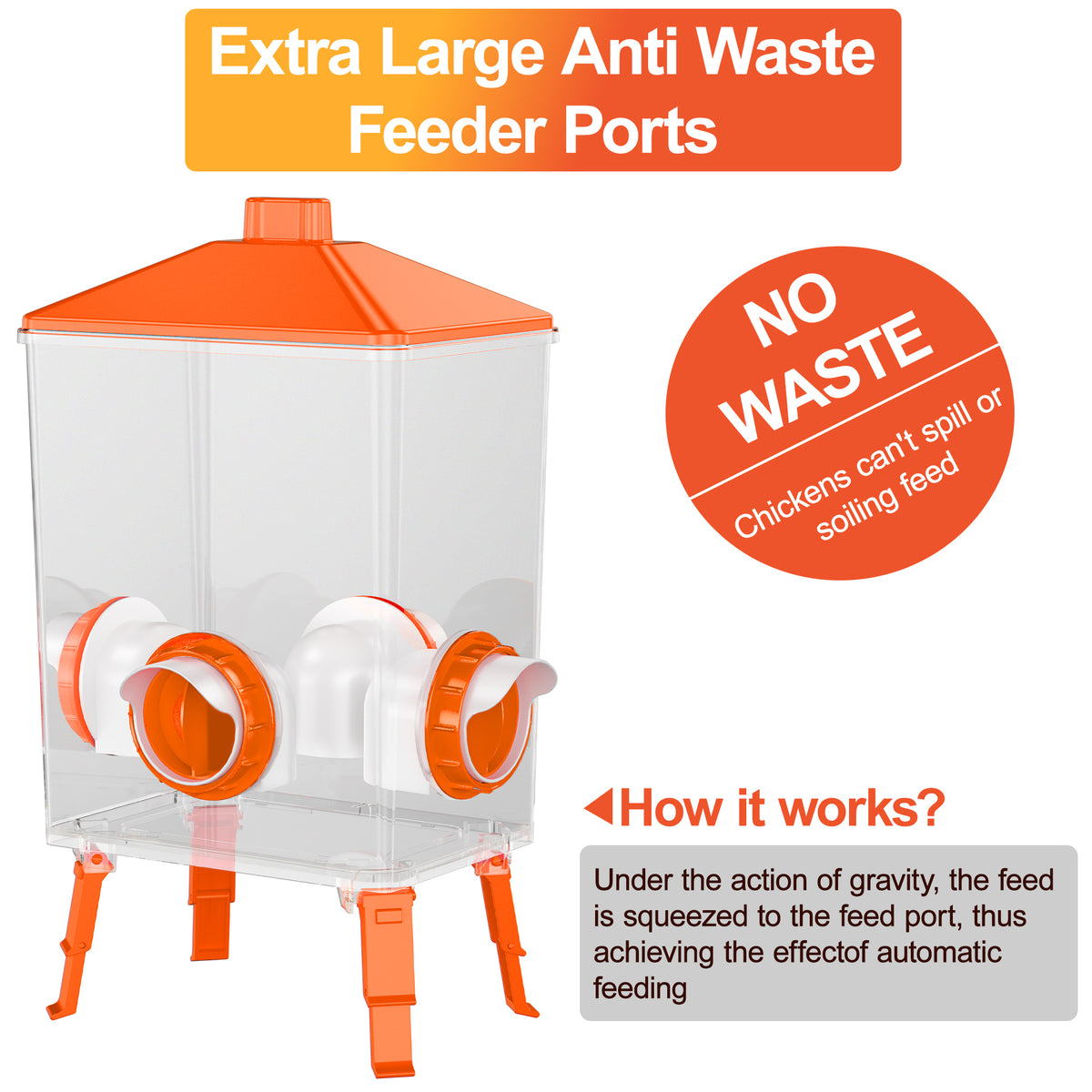 3.6 Gallons Chicken Feeder Waterer Orange