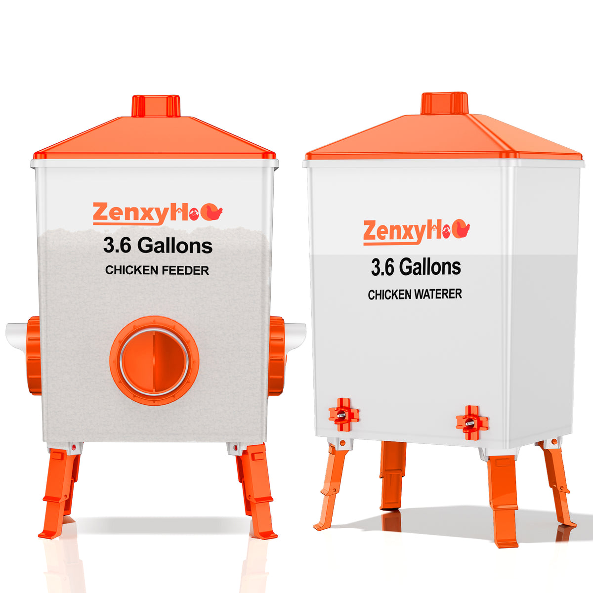 3.6 Gallons Chicken Feeder Waterer Orange