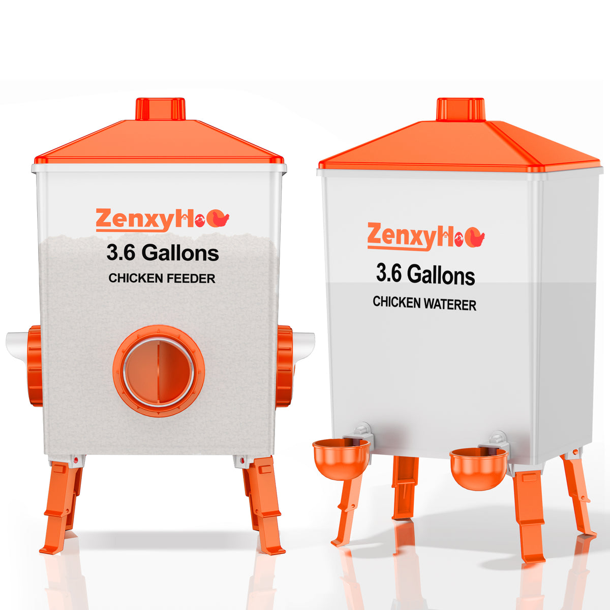 3.6 Gallons Chicken Feeder Waterer Orange