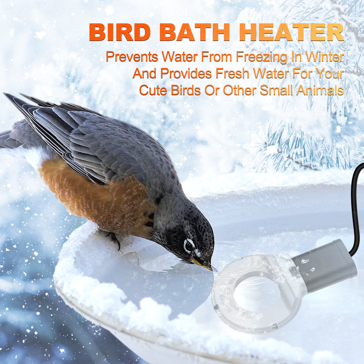 250W Submergible Cast Aluminum Utility Multi-use De-Icer for Bird Bath Chicken Water Heater Livestock up to 25 Gallon