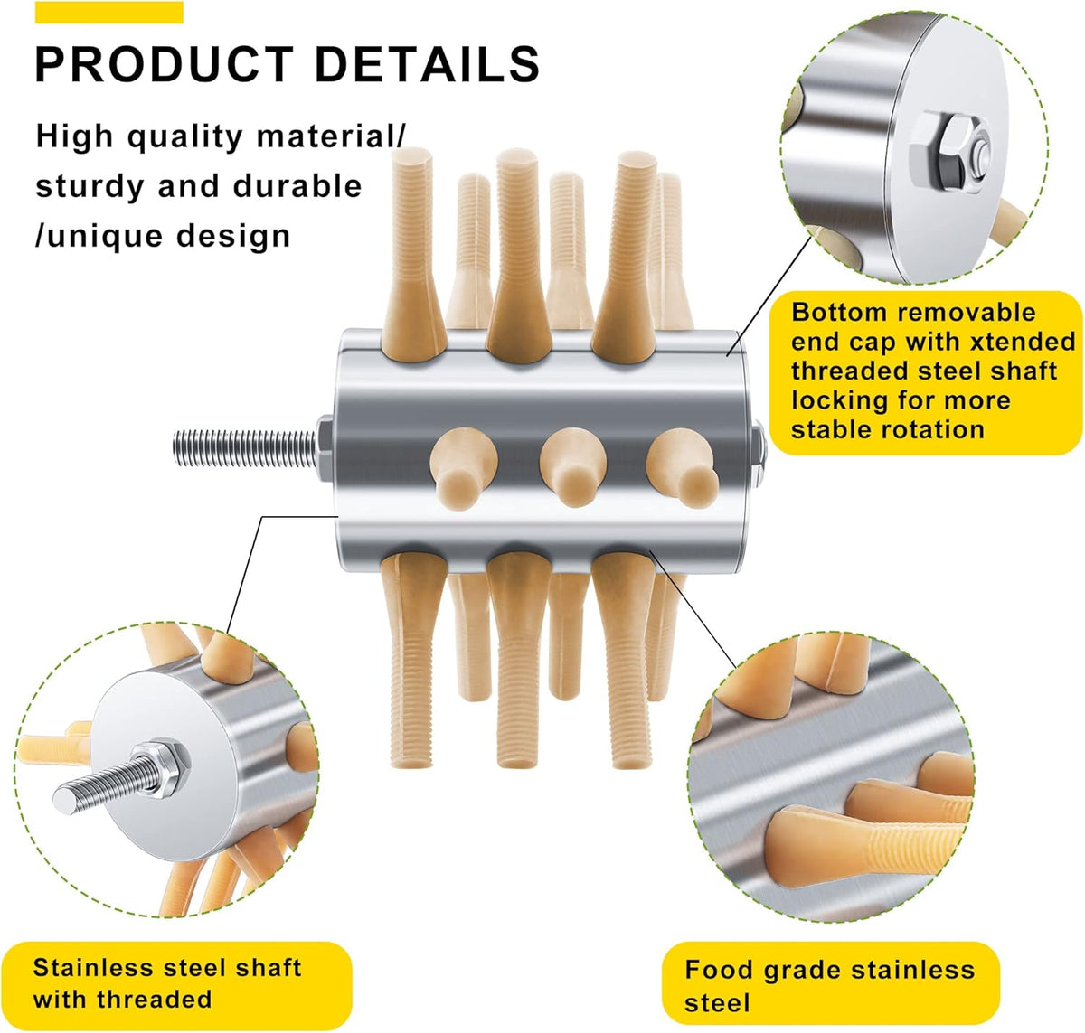 Chicken Plucker Drill Attachment, 3/8" MPT Shank Stainless Steel Chicken Plucker Machine, 18 Soft Fingers Poultry Defeathering Machine for Chicken Turkey Pheasant