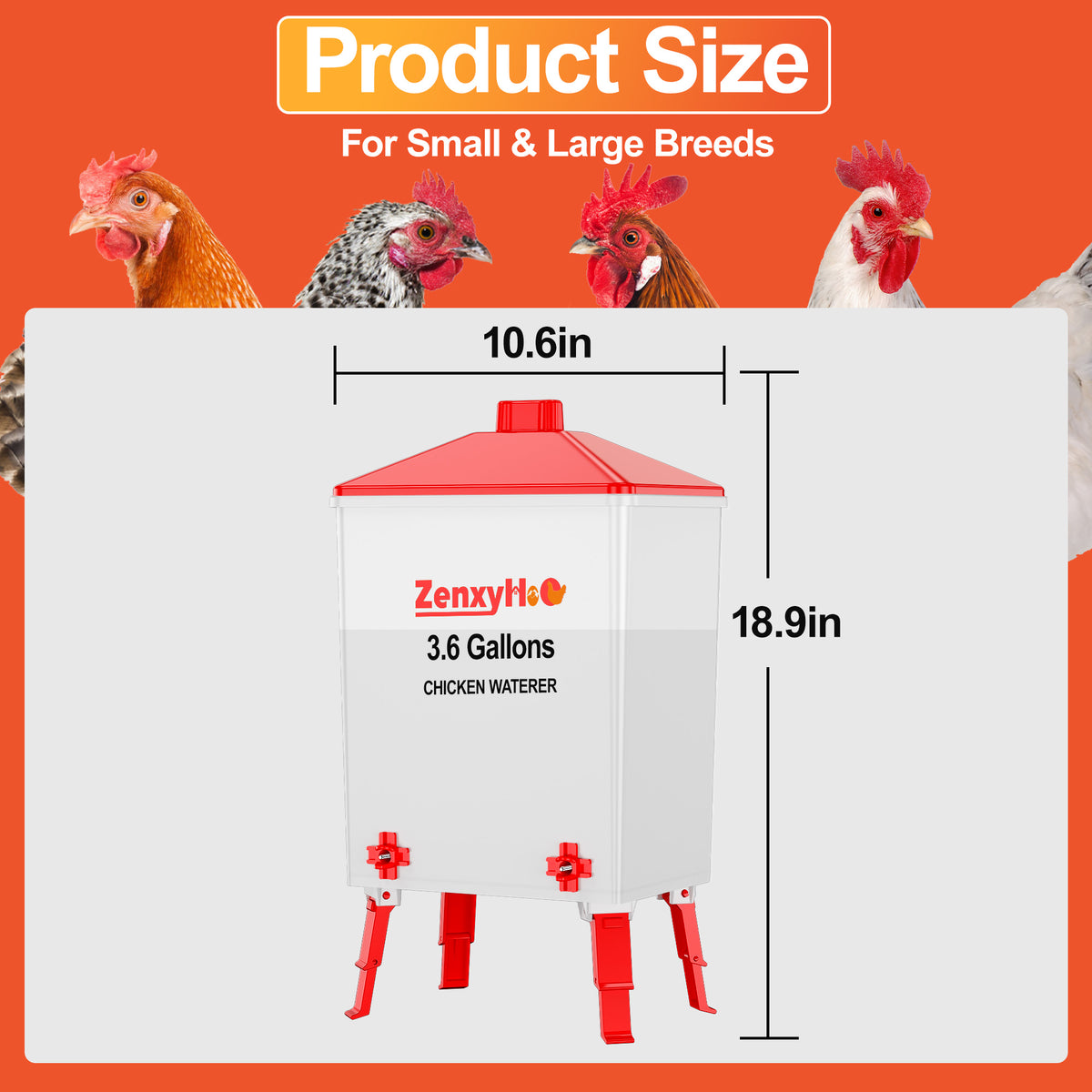 3.6 Gallons Chicken Feeder Waterer Red