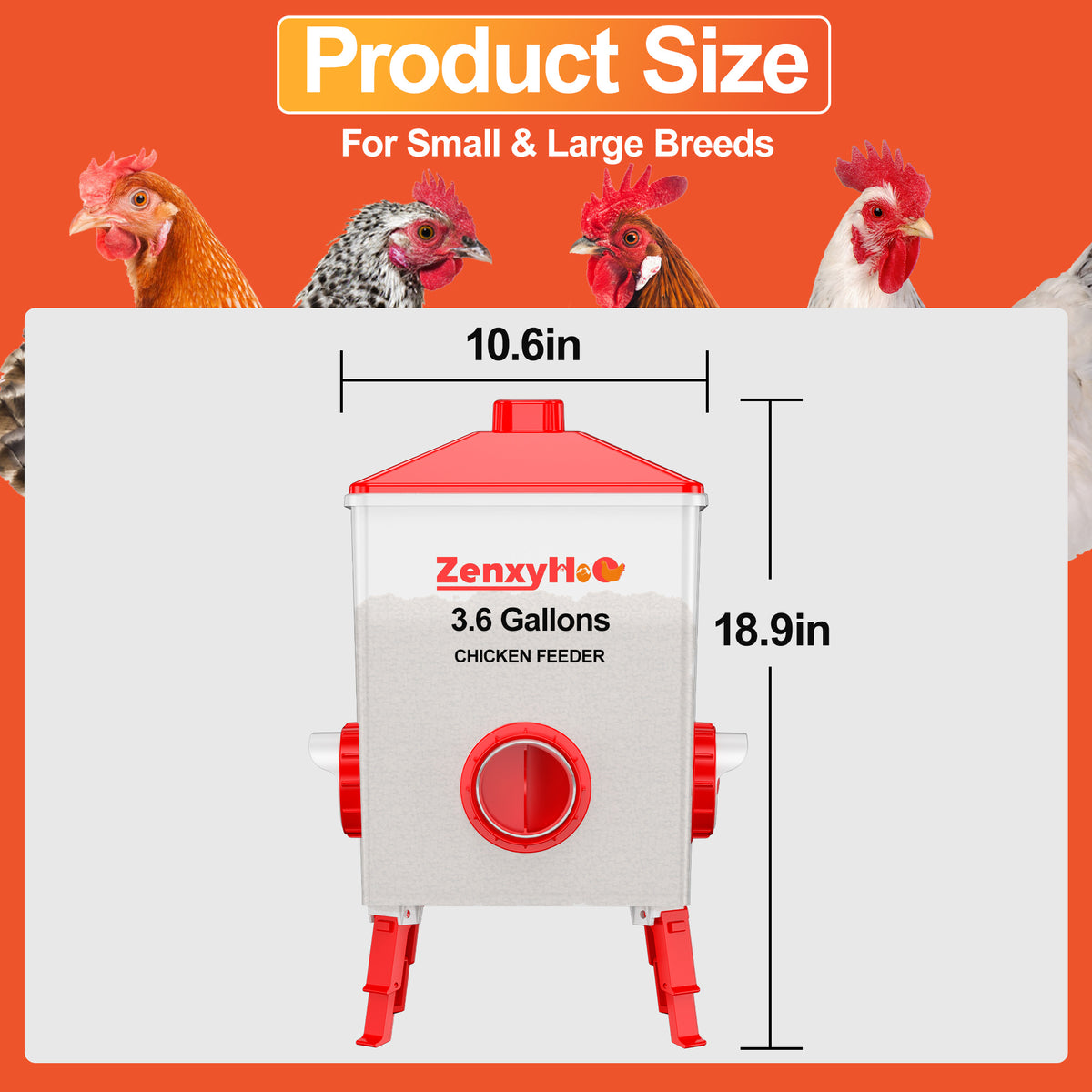 3.6 Gallons Chicken Feeder Waterer Red
