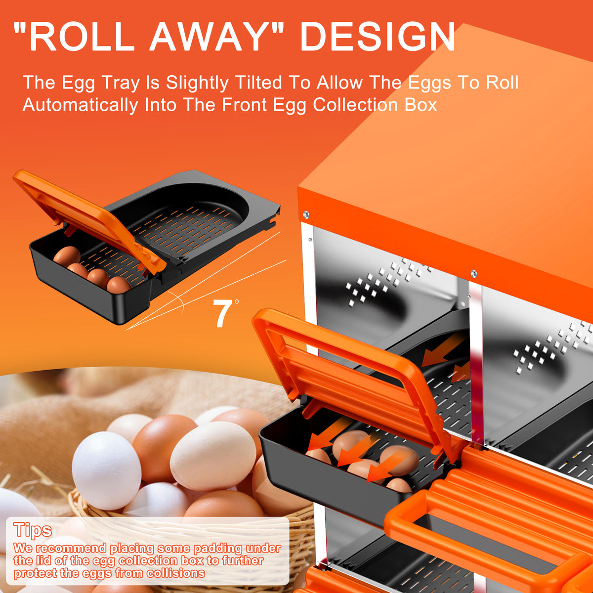 Two-Tier Chicken Nesting Box, 4 Hole Metal Chicken Egg Laying Box with Swing Perch and Rollout Egg Collection for Chicken Coop