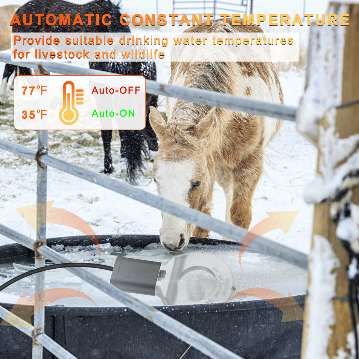 250W Submergible Cast Aluminum Utility Multi-use De-Icer for Bird Bath Chicken Water Heater Livestock up to 25 Gallon