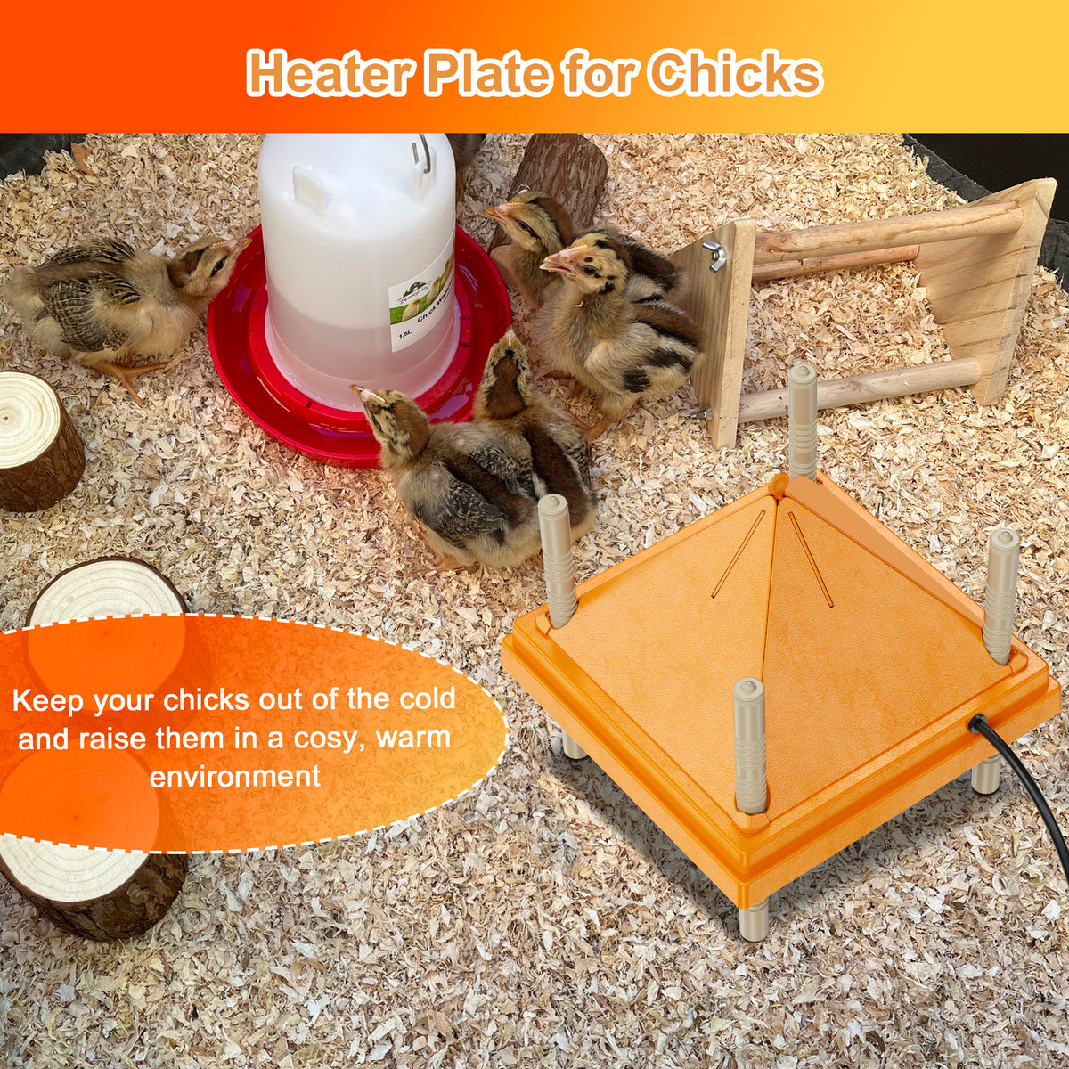 Brooder Heater Plate for Chicks with Anti Roost Cone, 10" x 10" Chick Heating Plate