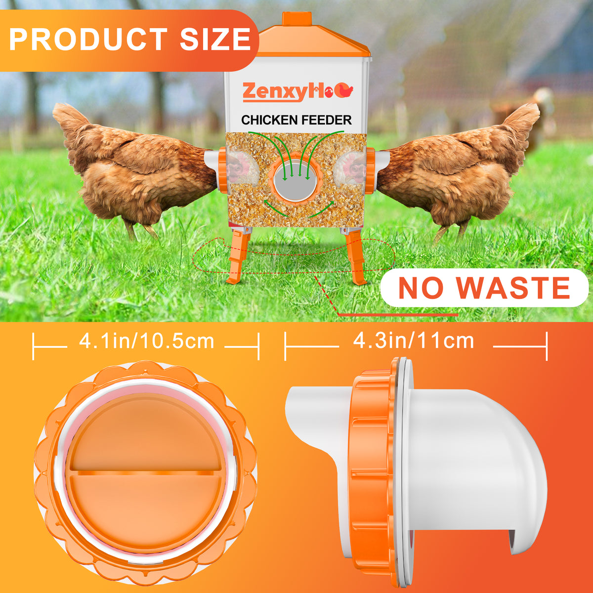 No Waste Chicken Feeders, DIY Automatic Poultry Feeder Orange