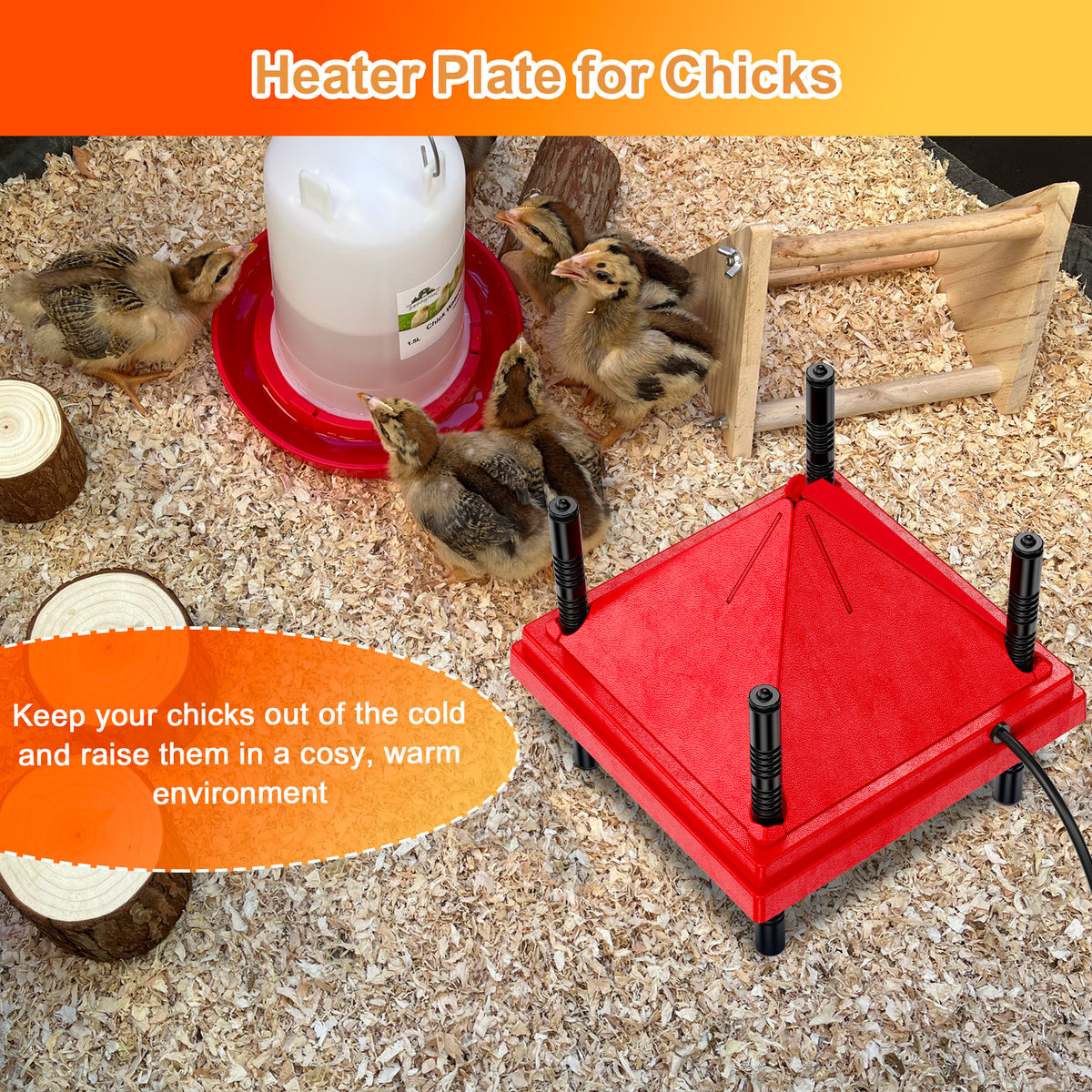 Brooder Heater Plate for Chicks with Anti Roost Cone, 10" x 10" Chick Heating Plate