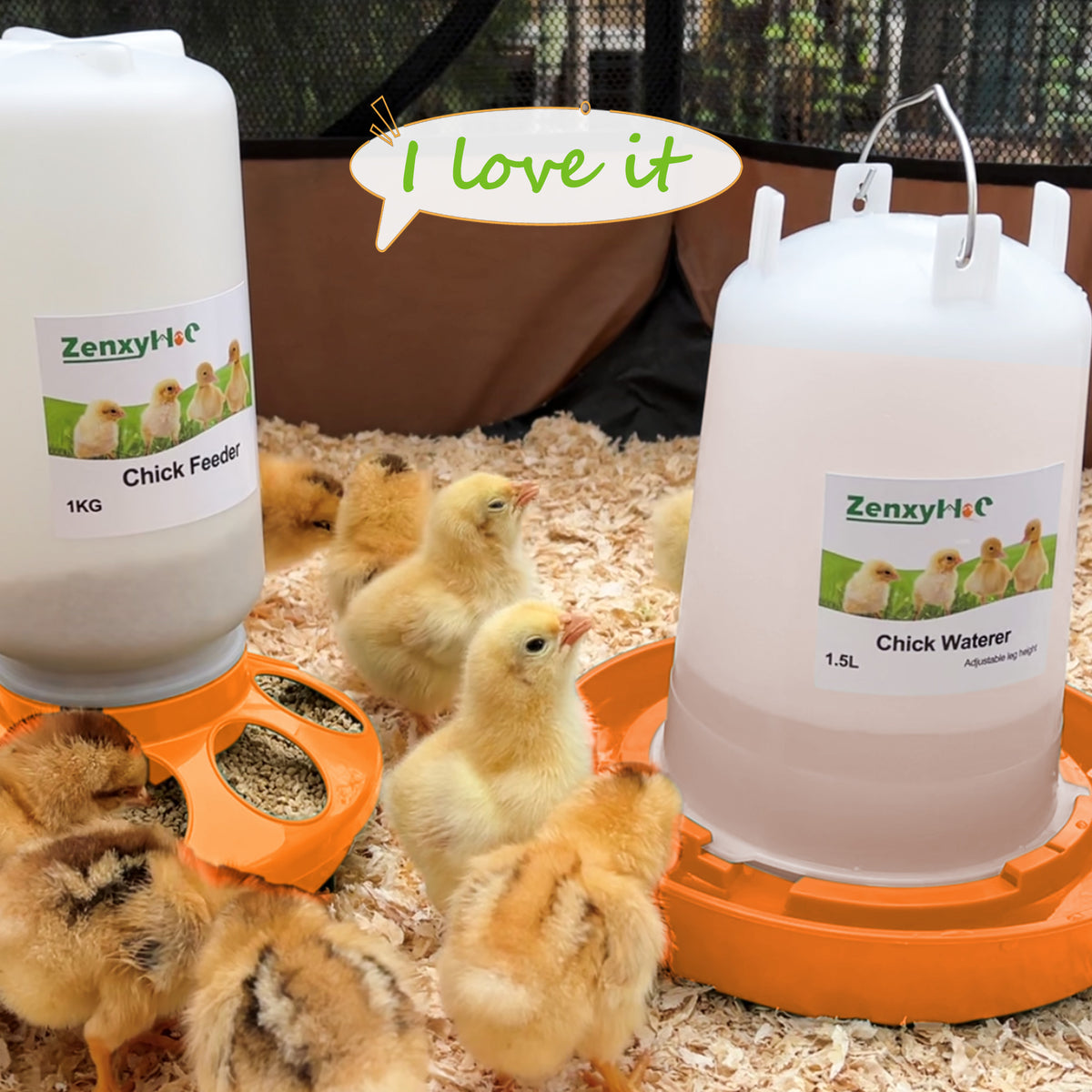 Chick Feeder and Waterer Kit, 2.2LBS Chick Feeder and 0.4Gal Chick Waterer with 3 Adjustable Heights Combo for Baby Chicken Duck Brooder