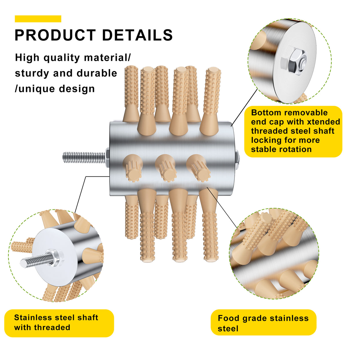 Chicken Plucker Drill Attachment, 3/8" MPT Shank Stainless Steel Chicken Plucker Machine, 18 Soft Fingers Poultry Defeathering Machine for Chicken Turkey Pheasant